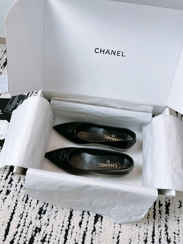 CC Ballet Flats In Black Glossy Lambskin 144667