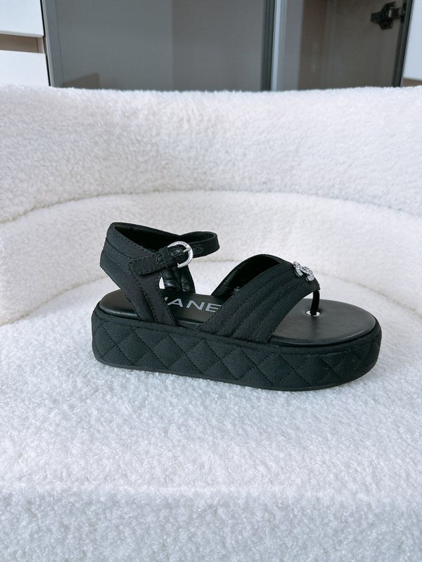 CC Sandals In Black Denim Fabric 144524
