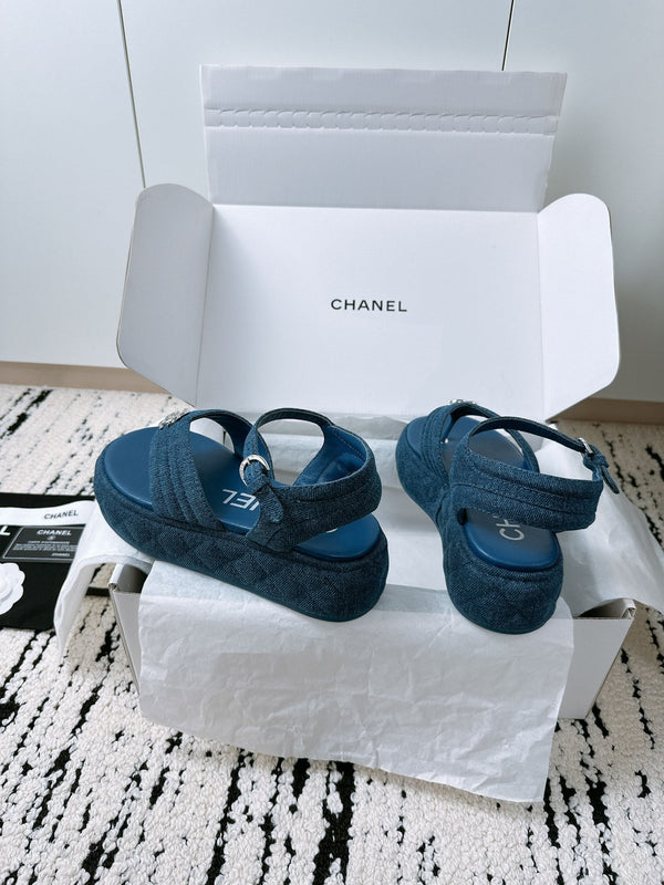 Sandali CC in tessuto denim blu navy 144526