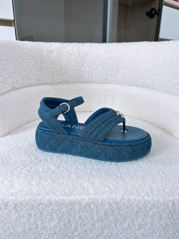 Sandali CC in tessuto denim blu navy 144526
