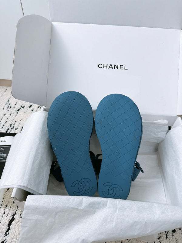 Sandali CC in tessuto denim blu navy 144526