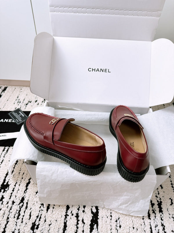 CC Moccasins In Brown Red Lambskin 144538