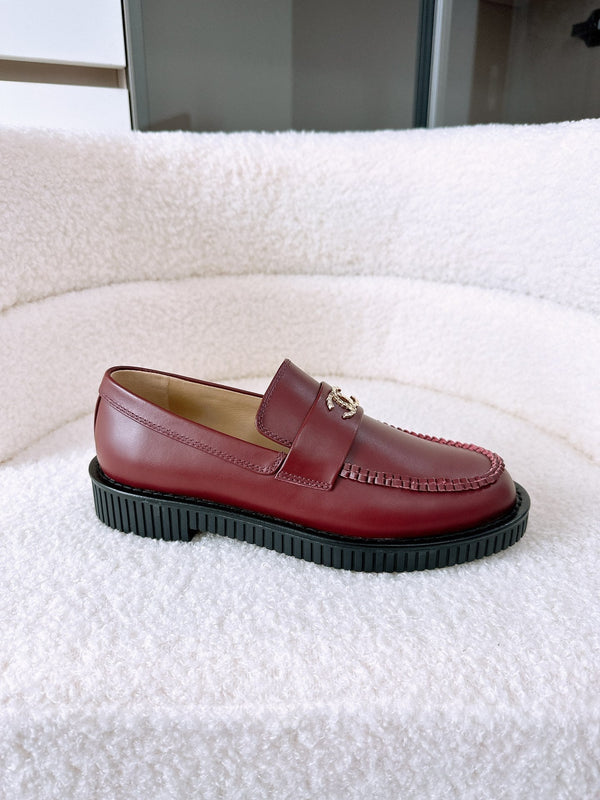 CC Moccasins In Brown Red Lambskin 144538