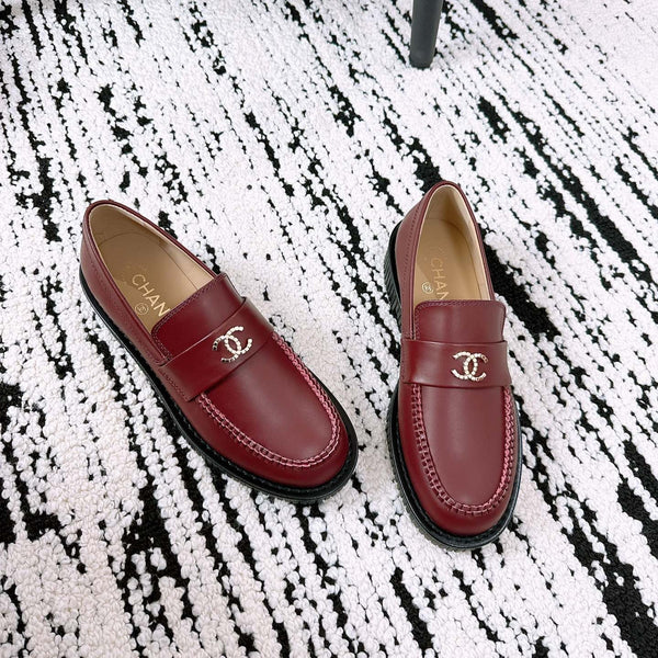 CC Moccasins In Brown Red Lambskin 144538
