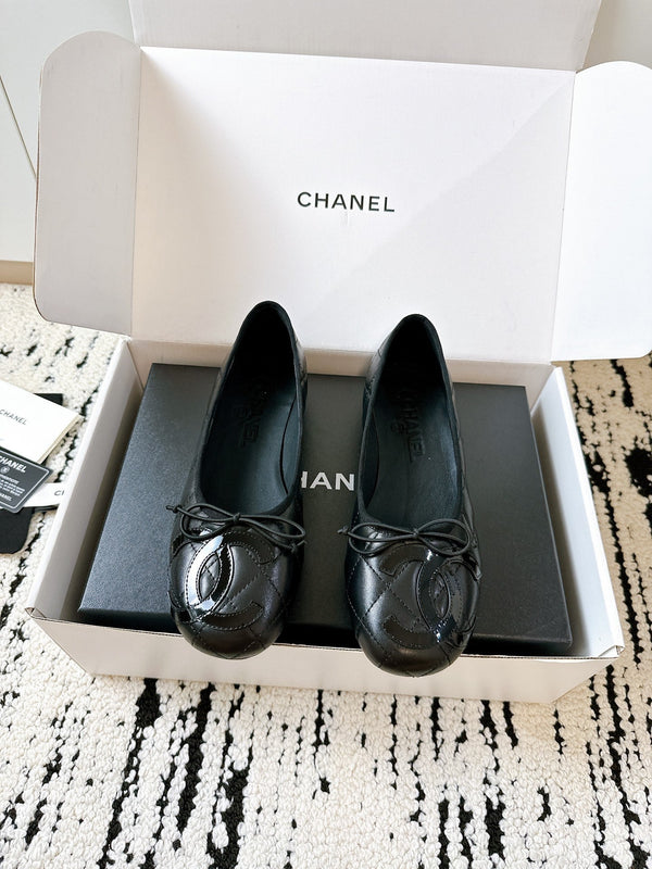 CC 25 Kangpeng Ballet Flats Black Leather 300172
