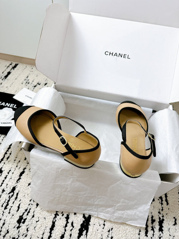 CC 25 Marry Jane Beige Imported Cowhide 300175