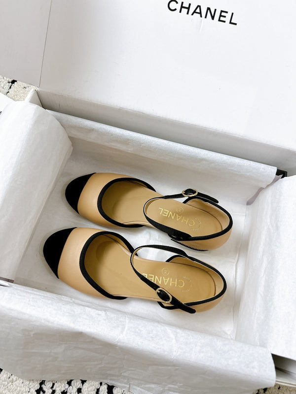 CC 25 Marry Jane Beige Imported Cowhide 300175