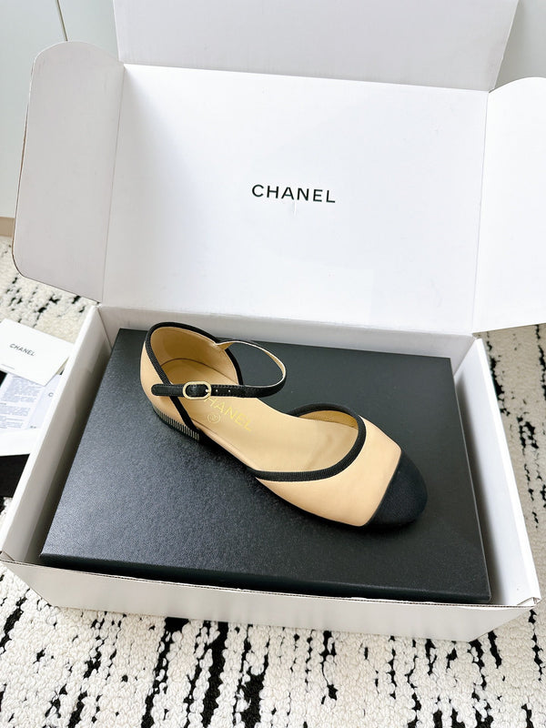 CC 25 Marry Jane Beige Imported Cowhide 300175