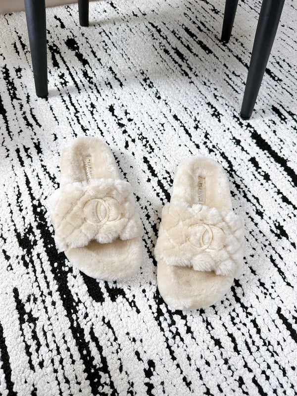 CC 25s Slippers 50mm Beige Wool 433605