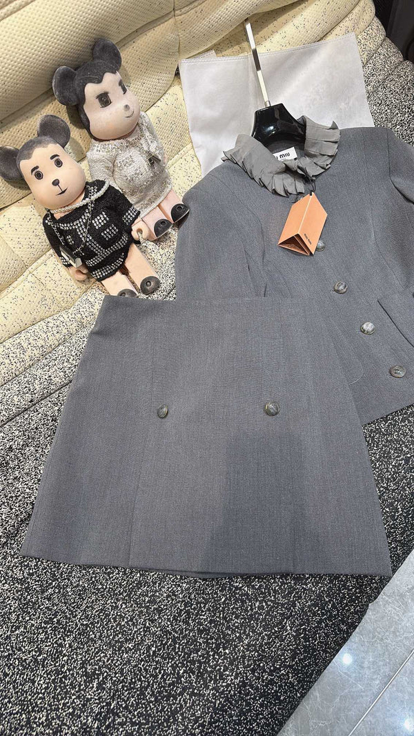 Miumiu Suit Gray Polyester fiber