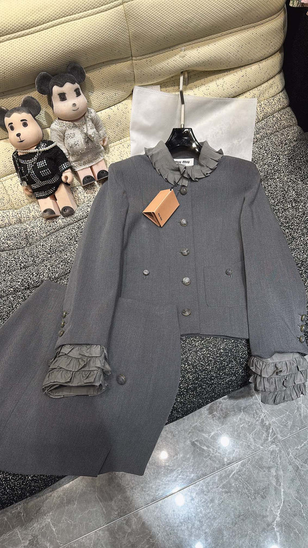 Miumiu Suit Gray Polyester fiber