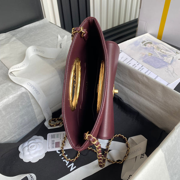 CC 24b Clutch 25cm Pelle di agnello bordeaux
