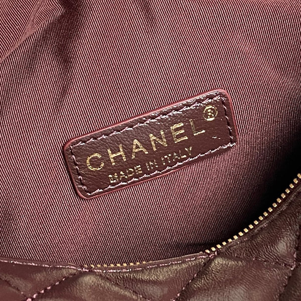 24K Camera Bag Burgundy Calfskin Gold Hardware