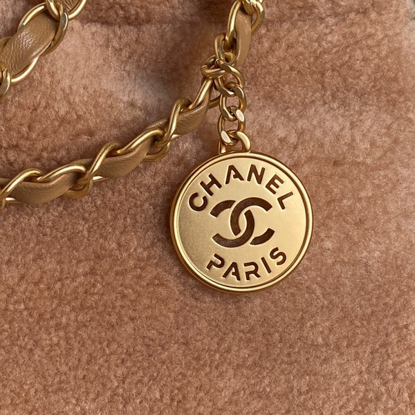 CC 24K Hobo 22 Bag 39cm Brown Wool Fur