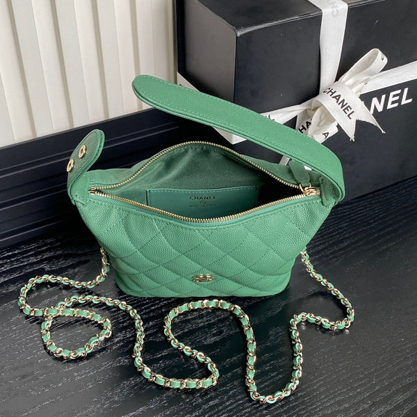 CC 25C Hobo Bag 21.5cm Top Handle Dark Green Grained Calfskin