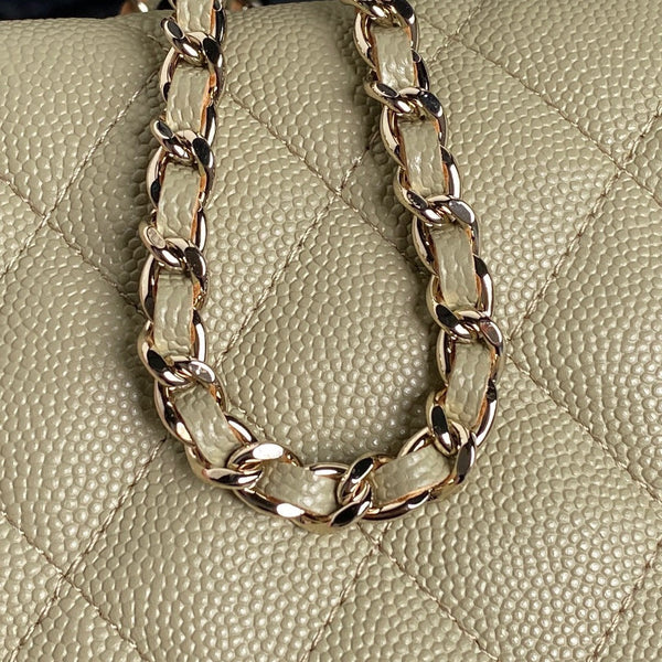 CC 25C Hobo Bag 21.5cm Top Handle Beige Grained Calfskin