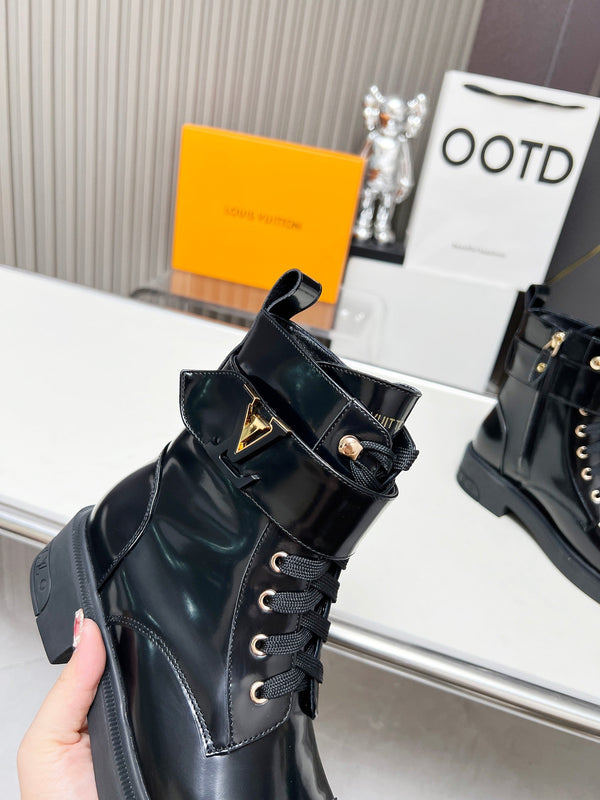 Stivali LV Citizen in pelle di vacchetta nera lucida