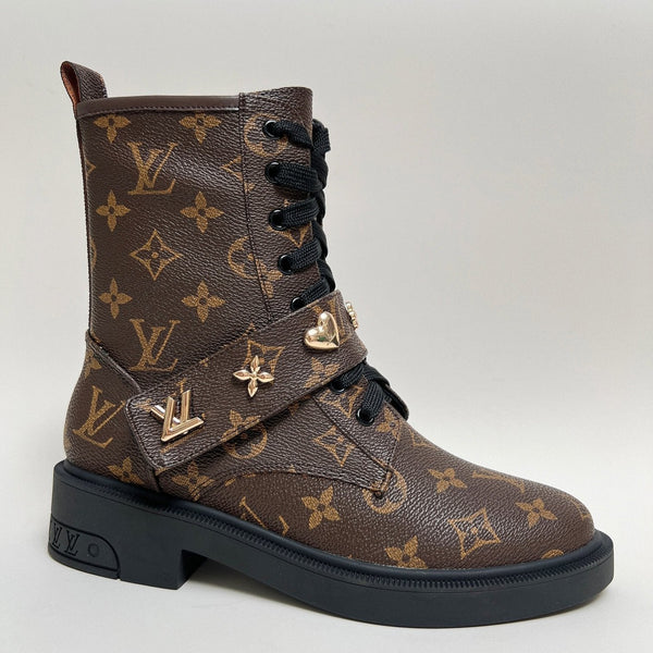 Stivali LV Citizen in pelle di vitello monogramma marrone scuro