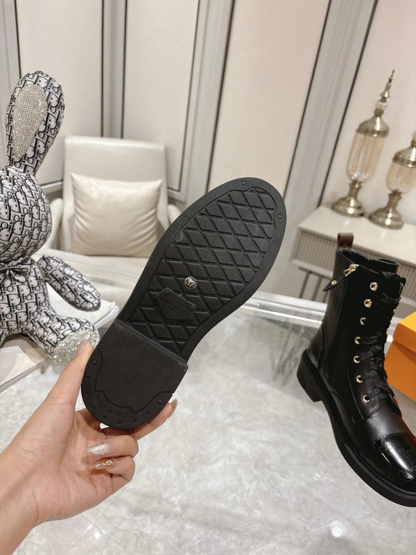 Stivali LV Citizen Flat Ranger in pelle bovina monogrammata nera