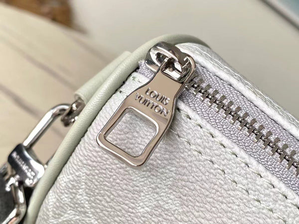 BORSA A TRACOLLA KEEPALL 25 IN TELA GRIGIA CON MONOGRAMMA SFUMATO