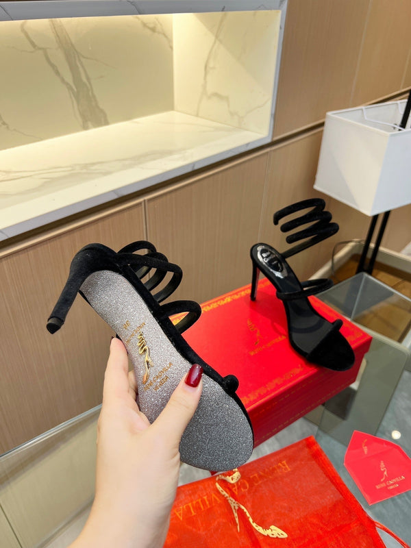 RC Sandals Black Original Velvet Sheepskin 341992