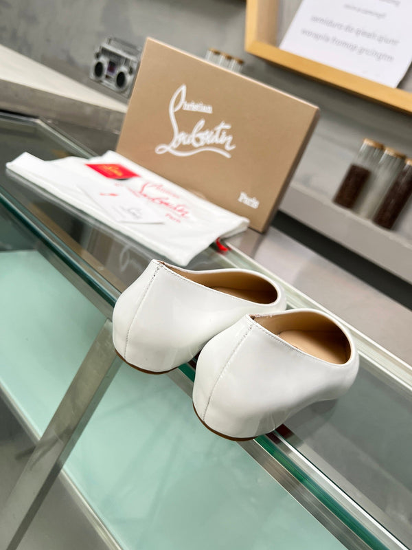 CL Kate Ballerina Flats Patent Leather White