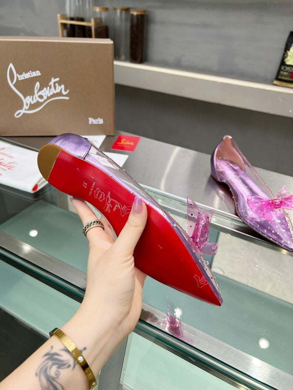 CL Jelly Strass Flats Pvc Iridescent Nappa Leather And Strass Parme