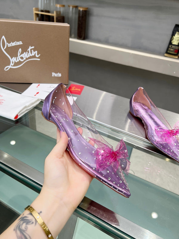 CL Jelly Strass Flats Pvc Iridescent Nappa Leather And Strass Parme