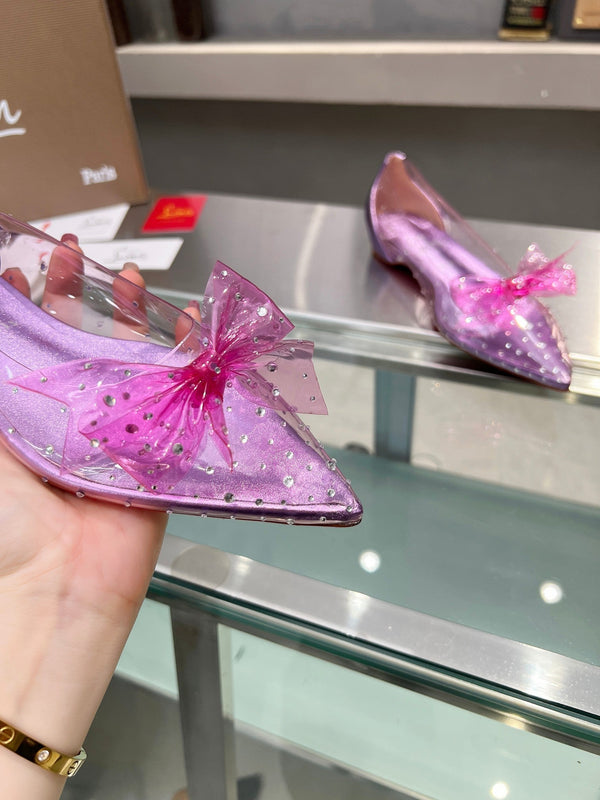 CL Jelly Strass Flats Pvc Iridescent Nappa Leather And Strass Parme