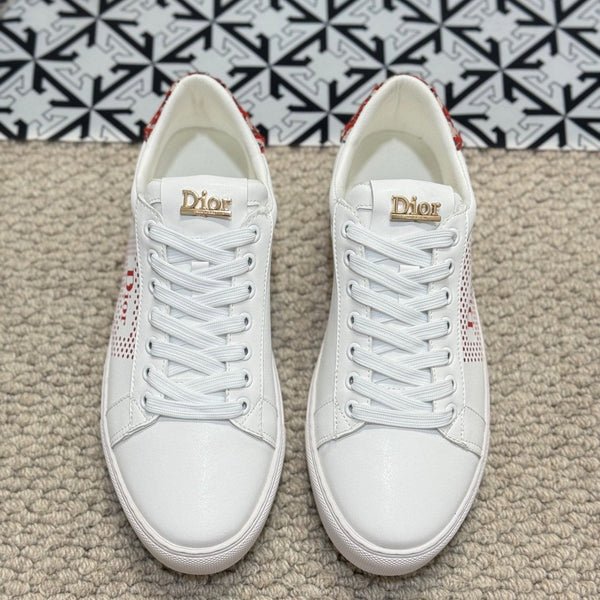 CD LOW TOP BASIC SNEAKER WHITE AND RED CALFSKIN