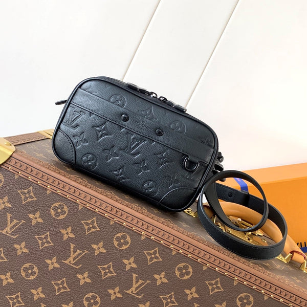 LV Nano Alpha 18.5 cm Black Monogram Embossed Shadow Cowhide