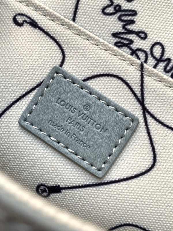 LV M13905 Nano Steamer Bag 15cm Solf Blue White Monogram Silver HW