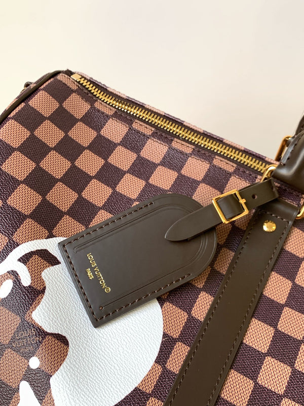 LV Keepall Bandoulière 50 Brown Damier Phriendship Canvas