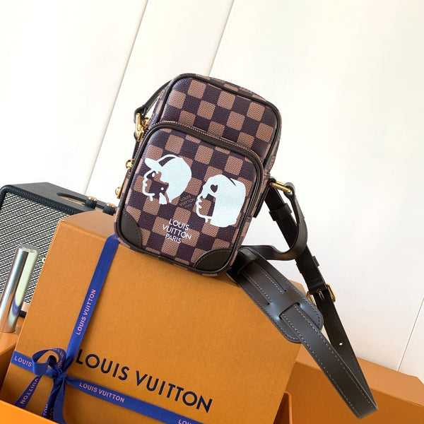 LV Amazone Cross-body Bag 13.5cm Brown Damier Phriendship Canvas