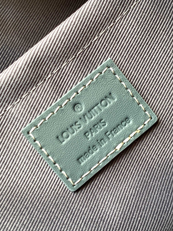 LV Keepall Bandoulière 25 Blue Monogram Washed Denim & Cowhide