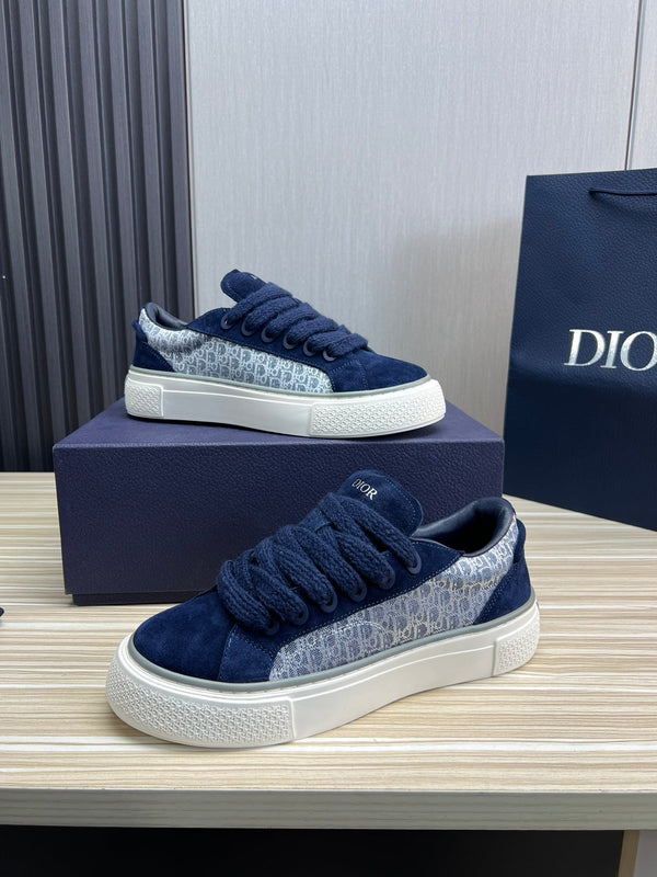 CD B33 SNEAKER NAVY SUEDE AND MONOGRAM FABRIC