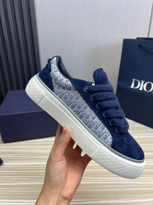 CD B33 SNEAKER NAVY SUEDE AND MONOGRAM FABRIC