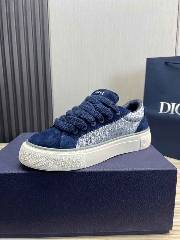 CD B33 SNEAKER NAVY SUEDE AND MONOGRAM FABRIC