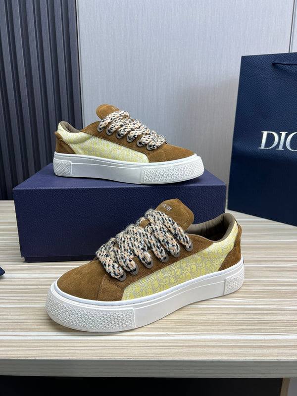 CD B33 SNEAKER BROWN AND PASTEL YELLOW SUEDE