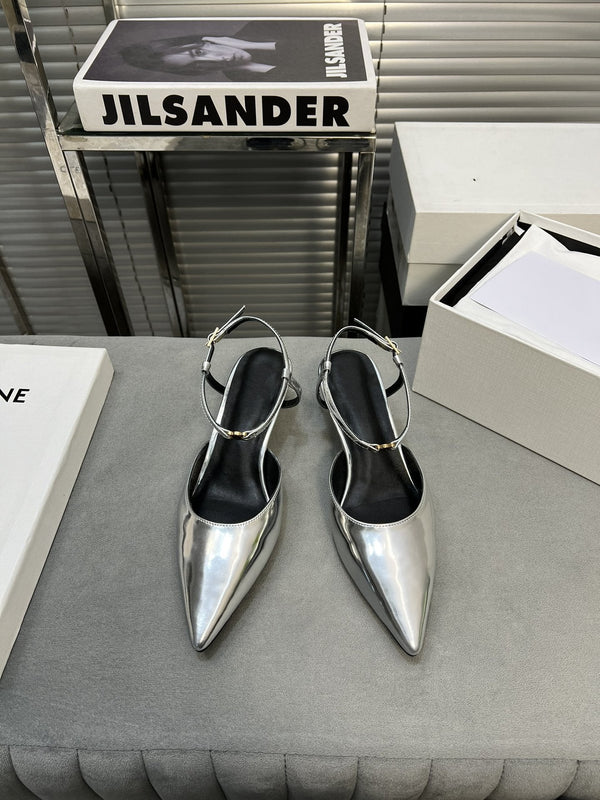 cl kitten 50 silver metalic calfskin