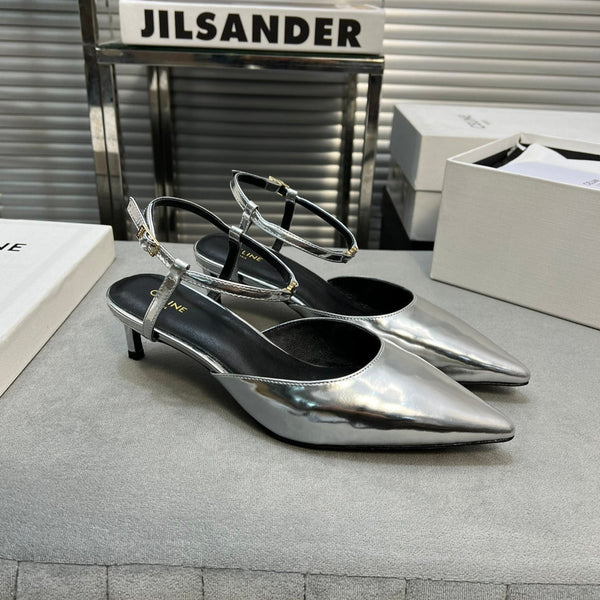 cl kitten 50 silver metalic calfskin