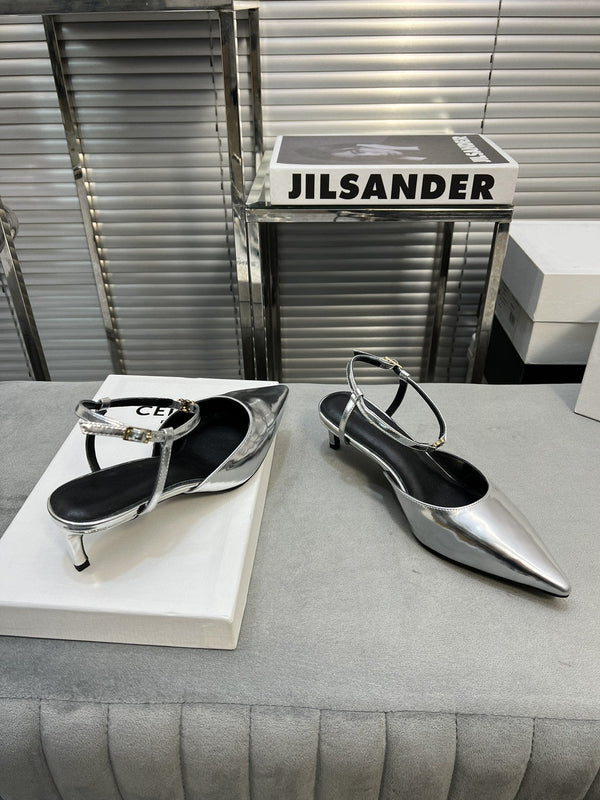 cl kitten 50 silver metalic calfskin