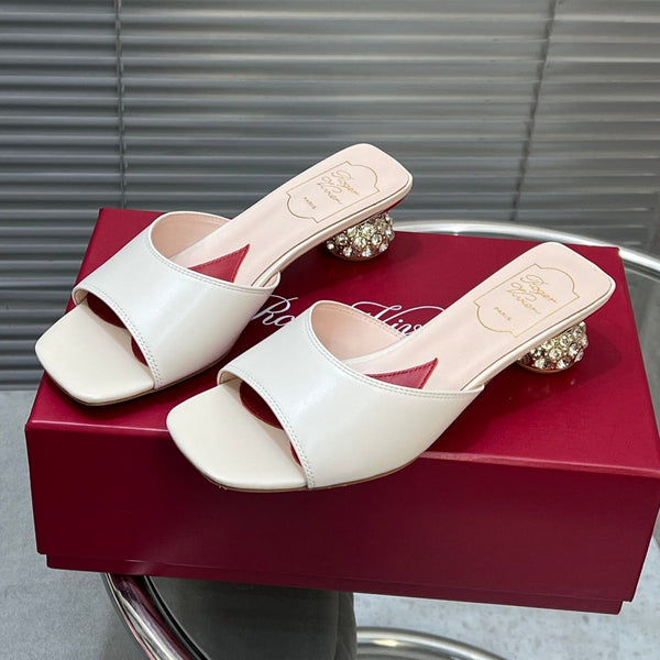 Viv Diamond Sole Mules White Cowhide 267688