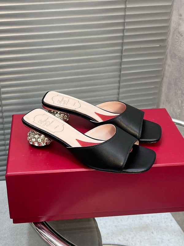 Viv Diamond Sole Mules Black Cowhide 267689