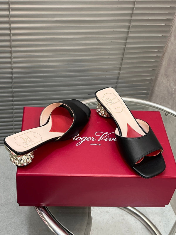 Viv Diamond Sole Mules Black Cowhide 267689