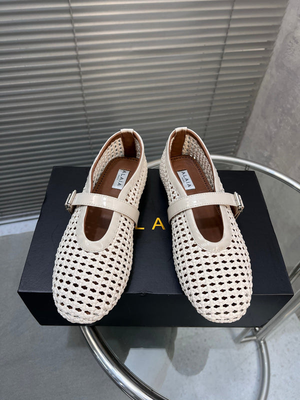 Ballerine Alaia intrecciate in pelle di vacchetta avorio 300043