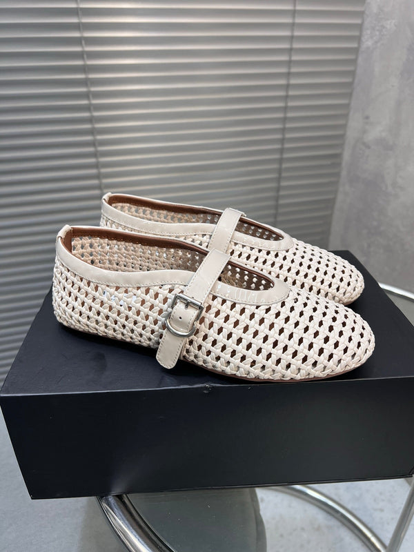 Ballerine Alaia intrecciate in pelle di vacchetta avorio 300043