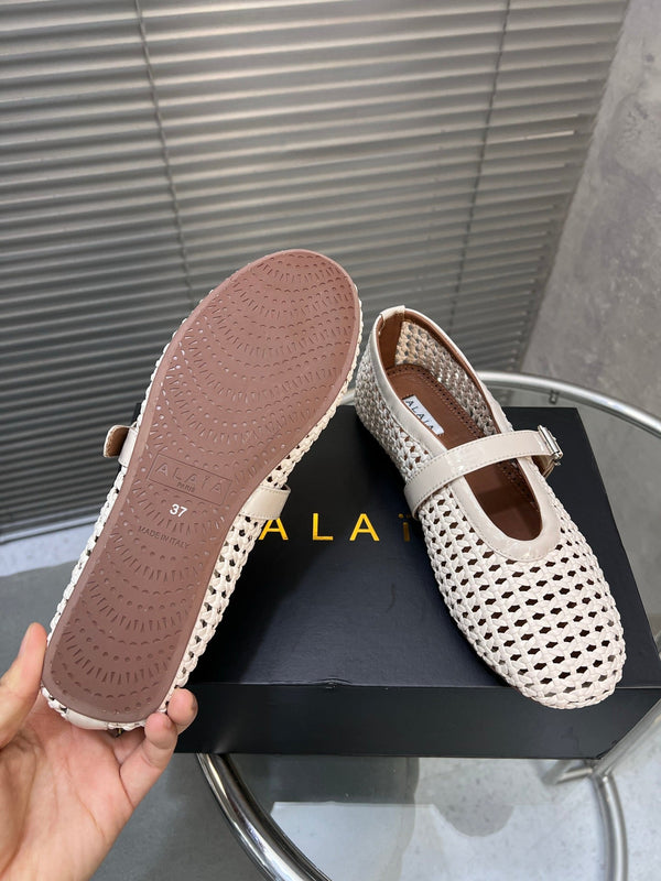 Ballerine Alaia intrecciate in pelle di vacchetta avorio 300043