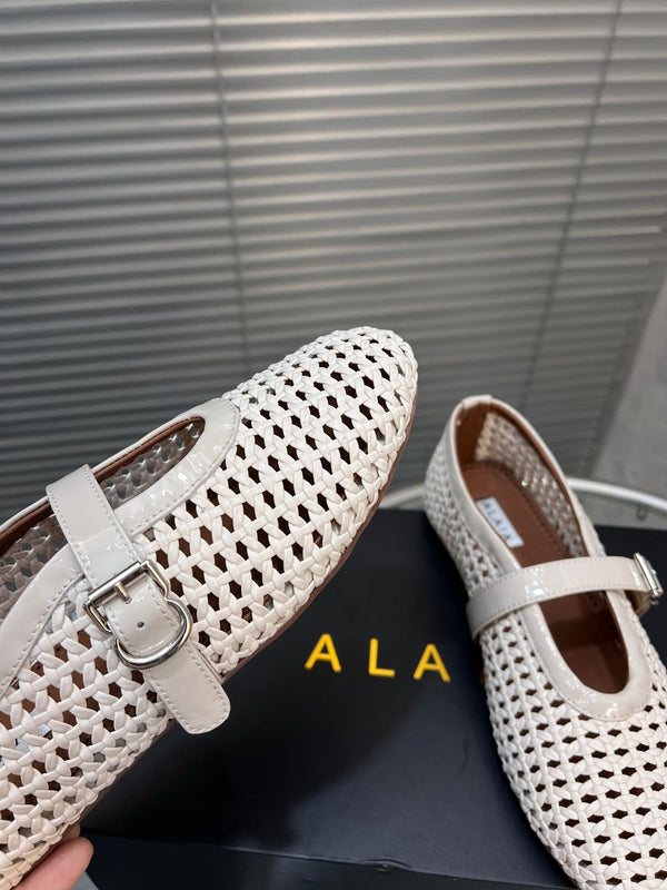 Ballerine Alaia intrecciate in pelle di vacchetta avorio 300043