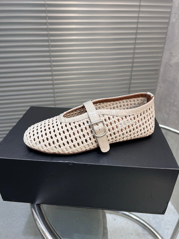 Ballerine Alaia intrecciate in pelle di vacchetta avorio 300043